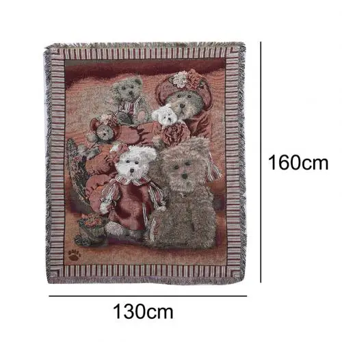 130x160 см моющийся Мягкий хлопковый плед с рисунком медведя, одеяло для дивана, стула, гобелен, одеяло для дивана, путешествий, офиса - Цвет: 130x160cm