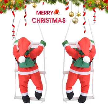 

Christmas Pendant Santa Claus Climbing Ladder Rope Hanging Doll 40cm New Year Tree Decoration Home Decor TB Sale