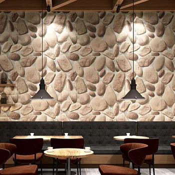 

3d three-dimensional Simulation Stone Cobblestone wallpaper Chinese hotpot restaurant culture stone wall paper