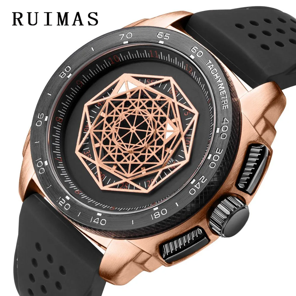 Billig RUIMAS Männer Mode Sport Quarz Hublo Uhr Herren Uhren Top Brand Luxus Kreative Silikon Wasserdichte Uhr Relogio Masculino