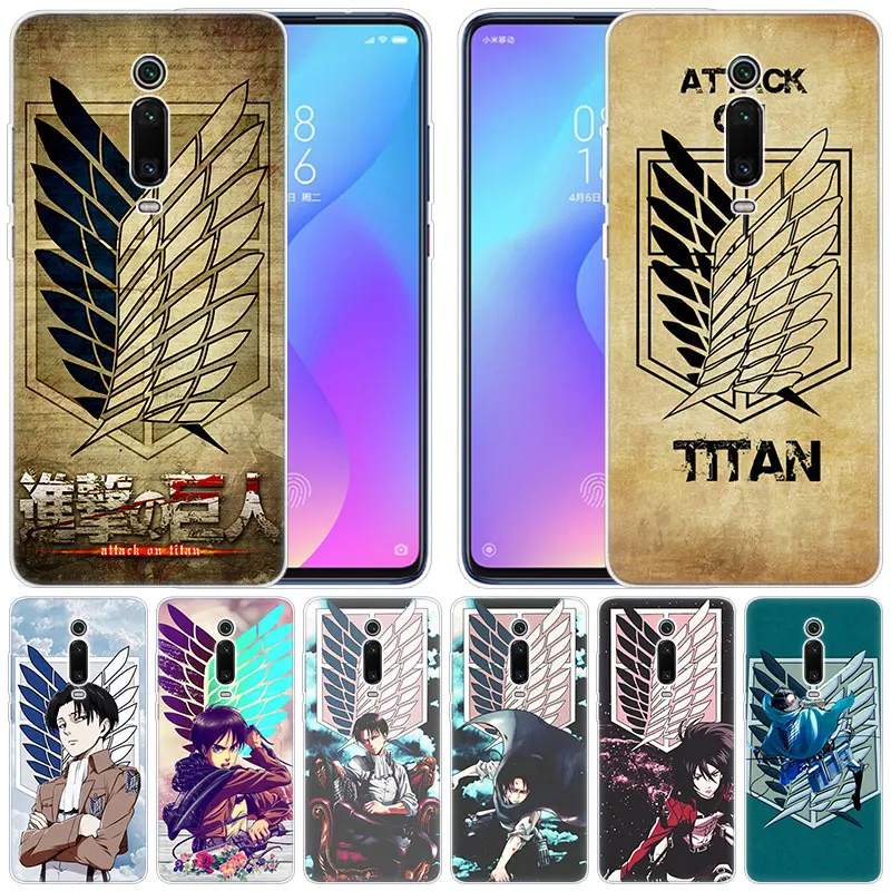

luxury Silicone Case Anime Attack On Titan LOGO for Xiaomi Pocophone F1 Mi 9T Pro CC9 CC9E 9 9SE 8 A3 A2 Lite A1 5X 6X Mix3 Play
