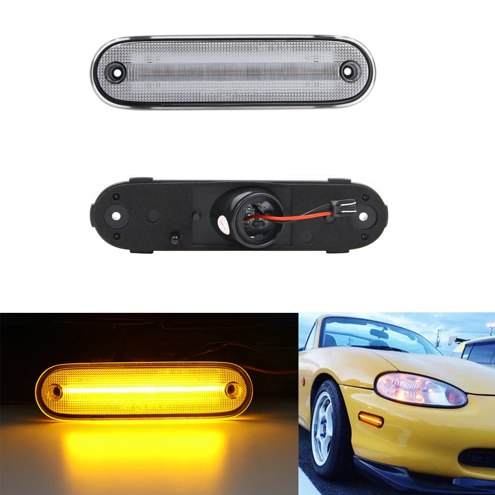 2 Stuks Clear Amber Led Front Side Marker Licht Lamp Voor Mazda Miata