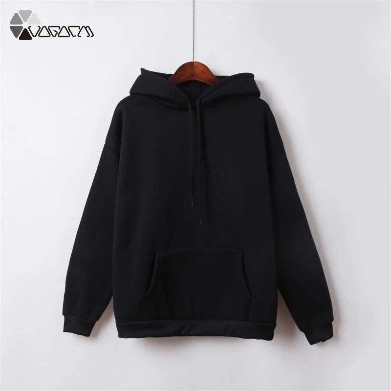 

Winter Autumn Women Hoodie Thicken Fleece Solid Color Pullover Street Hip Hop Casual Hooded Sweatshirt Long Sleeve Plus Size