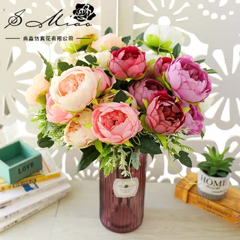 

7-Piece Head Oil Painting Peony European Style Imitation Flowers, Wedding Boquet Holder Artificial Plant Artificial Flower