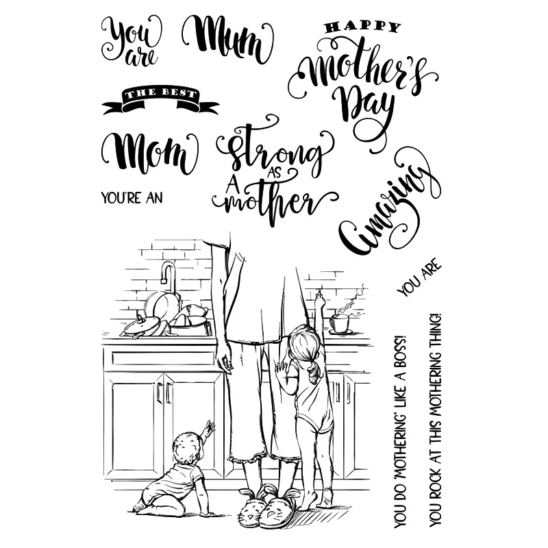 

TIRED AS A MOTHER Transparent Silicone Clear Stamp/Seal for DIY scrapbooking/photo album Decorative Cards Making Paper Crafts