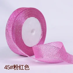 Metallic Glitter Ribbon - 25 Yards of Gold & Silver Sparkle for Crafts, Sewing, and Gift Wrapping (Pink)