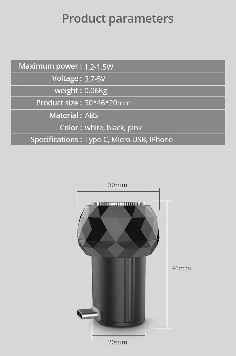 Портативная мини мужская электробритва, бритва для путешествий, кемпинга, usb type-C, для iphone, мобильного телефона, перезаряжаемый триммер для удаления волос бороды