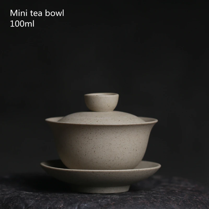 Mini 100ml Gaiwan For Tea Solid Pottery Tureen With Lid Teaware Travel Kung Fu Tea Set Chinese Cup Bowls Chawan