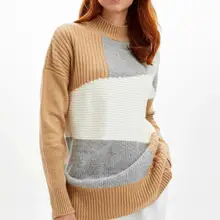 Дефакто Женский пуловер осень смешанный цвет Топ ткань Вязаный Водолазка уличная Женская с длинным рукавом Sweaters-L3247AZ19WN