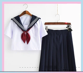

Classic White Sailor Suit Jk School Uniform Cute Girl Daily Dress Jpanese Kawaii Exquisite Embroidery Bowknot Preppy Suit