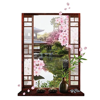 

Retail 3D Window Sakura Peach Blossom Flower Art Wall Sticker Removable Decal Mural