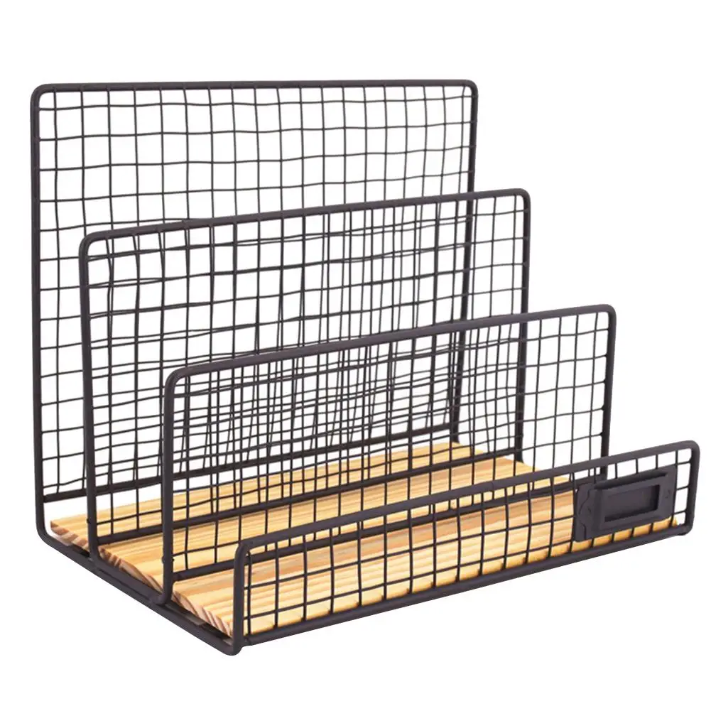 

Desk Mail Organizer Metal File Holders 3-slot Magazine Organizer Book Storage Rack Desktop Accessories for Home Office