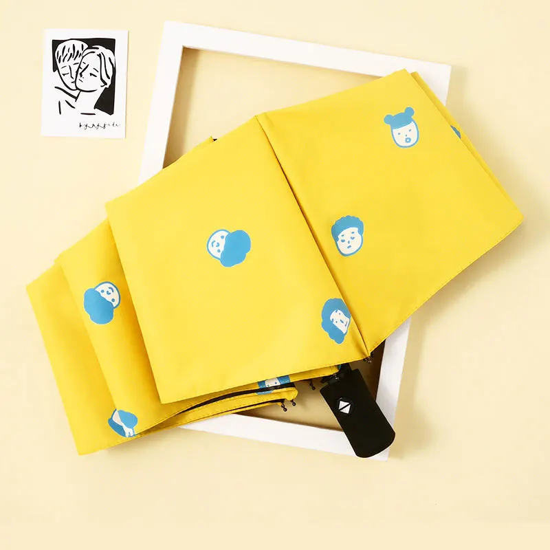 Automatic Black Coating Coated Sun Umbrella Sunscreen Windproof Umbrella Ladies Dual-Use Folding Umbrella