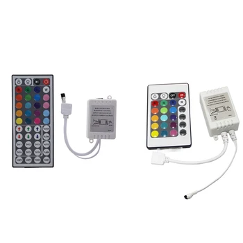 

1 Pcs 44Key IR Remote Controller for RGB 5050 LED Light Strips & 1 Pcs LED RGB Controller Control IR FB 24 Keys White