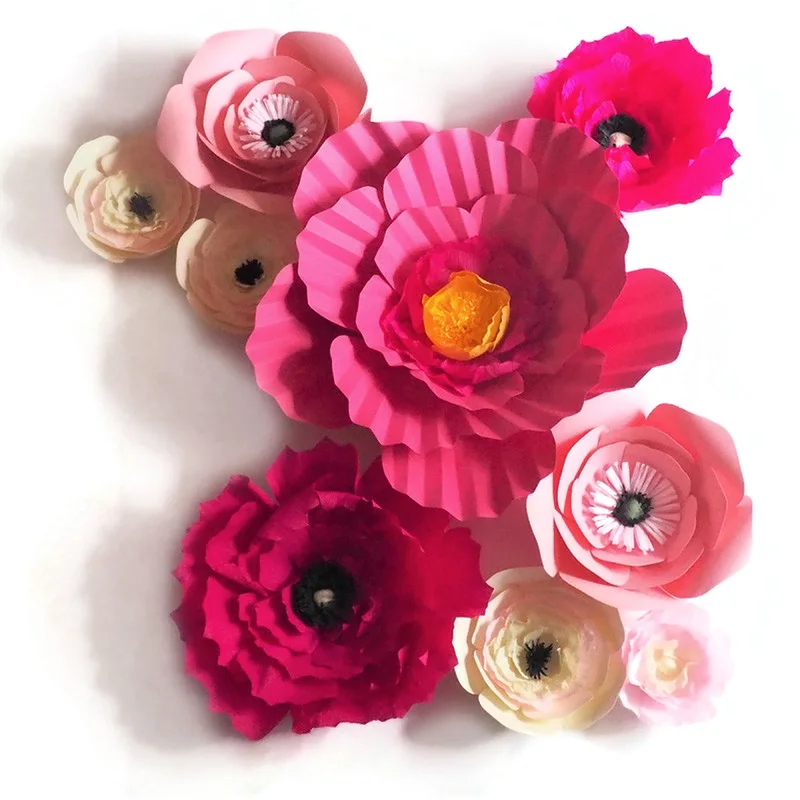 2018 Уникальная гигантская кардшток и креповые бумажные цветы 9 шт Свадебный декор