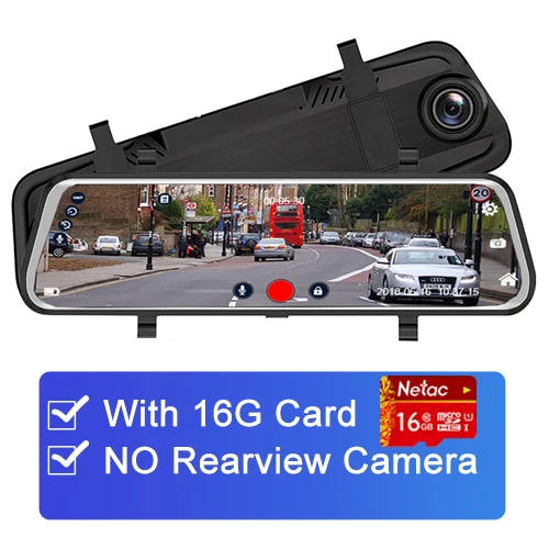 Single lens 16G Card 1" потоковый Автомобильный видеорегистратор зеркало заднего вида сенсорный экран видео рекордер двойной объектив 1080P ночное видение видеорегистратор камера регистратор Dashcam - Название цвета: Single lens 16G Card