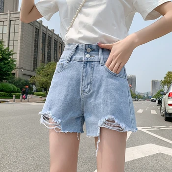 

High Waist Jeans Woman Ripped Jeans For Women Summer Denim Short Jeans Feminino Plus Size Casual Loose Hold New