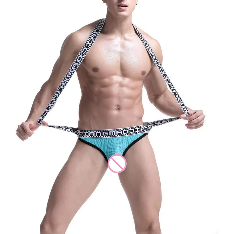 Сексуальные мужские боди Jockstrap с буквенным принтом прозрачные цельные