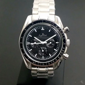 

Classic New Men Automatic Mechanical Watches Speed Racing Luminous Ceramic Bezel Crystal Sapphire Gent Black Leather AAA+