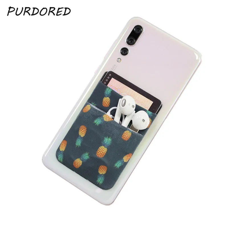 

PURDORED 1 Pc Marble Pattern Phone Back Card Holder Removable Stick-on Cellphone Back Credit Mini Case Phone Back Card Wallet