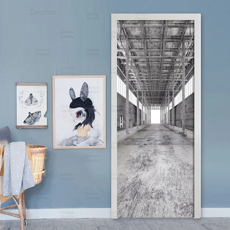 Креативная промышленная ветряная цементная рамка дверная Наклейка Фреска ПВХ