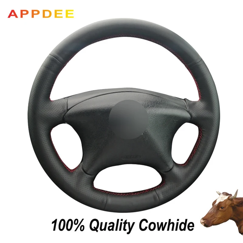 Сшитая вручную черная накладка на руль APPDEE из натуральной кожи для Citroen Xsara Picasso