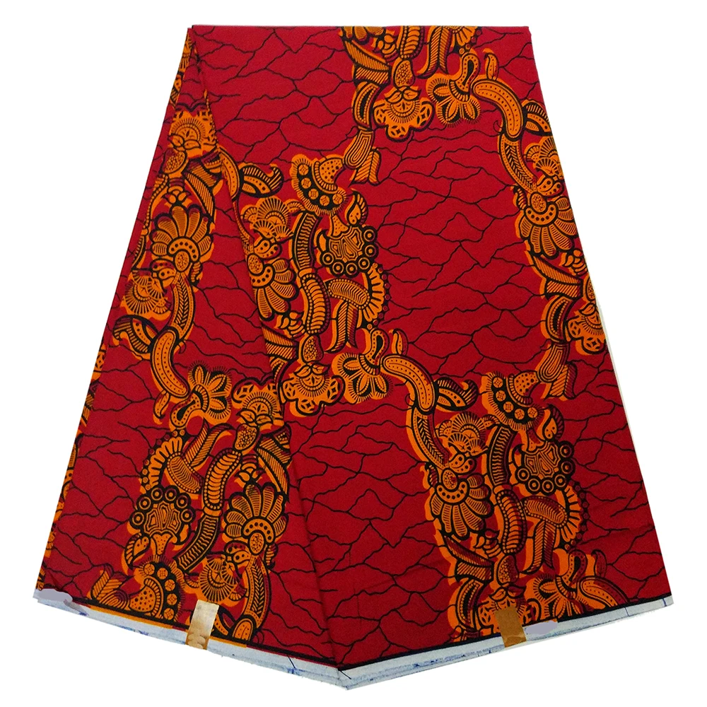 Excellent African Fabric Real Dutch Wax High Quality Ankara Printing Wax Red Cotton Fabric Sewing Material For Dress 6 Yards - Цвет: RED