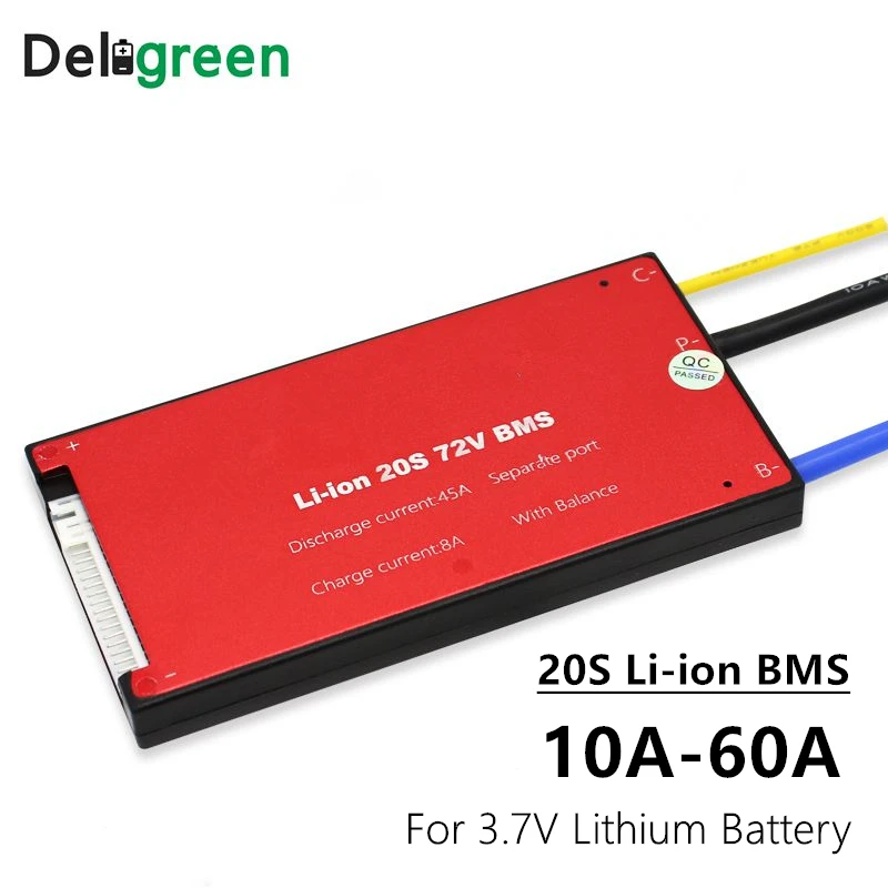 Литиевая батарея 20S 30A 40A 50A 60A PCM/PCB/BMS для электрического велосипеда скутера и