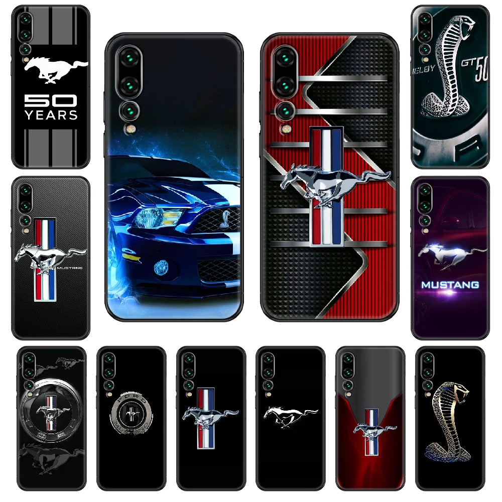 Автомобильный чехол для телефона mustang Huawei P 8 10 20 30 Smart Plus 2019 Z Lite Pro 2017 черный арт Etui