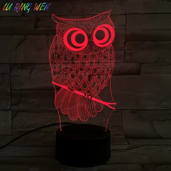 Dier Uil 3d Night Lamp Usb Charge 7 Kleuren Veranderen Slaapkamer Decor Lights Touch Sensor Nighthawk Vogel Led Nachtlampje kinderen Dier Uil 3d Night Lamp Usb Charge 7 Kleuren Veranderen Slaapkamer Decor Lights Touch Sensor Nighthawk Vogel Led Nachtlampje kinderen