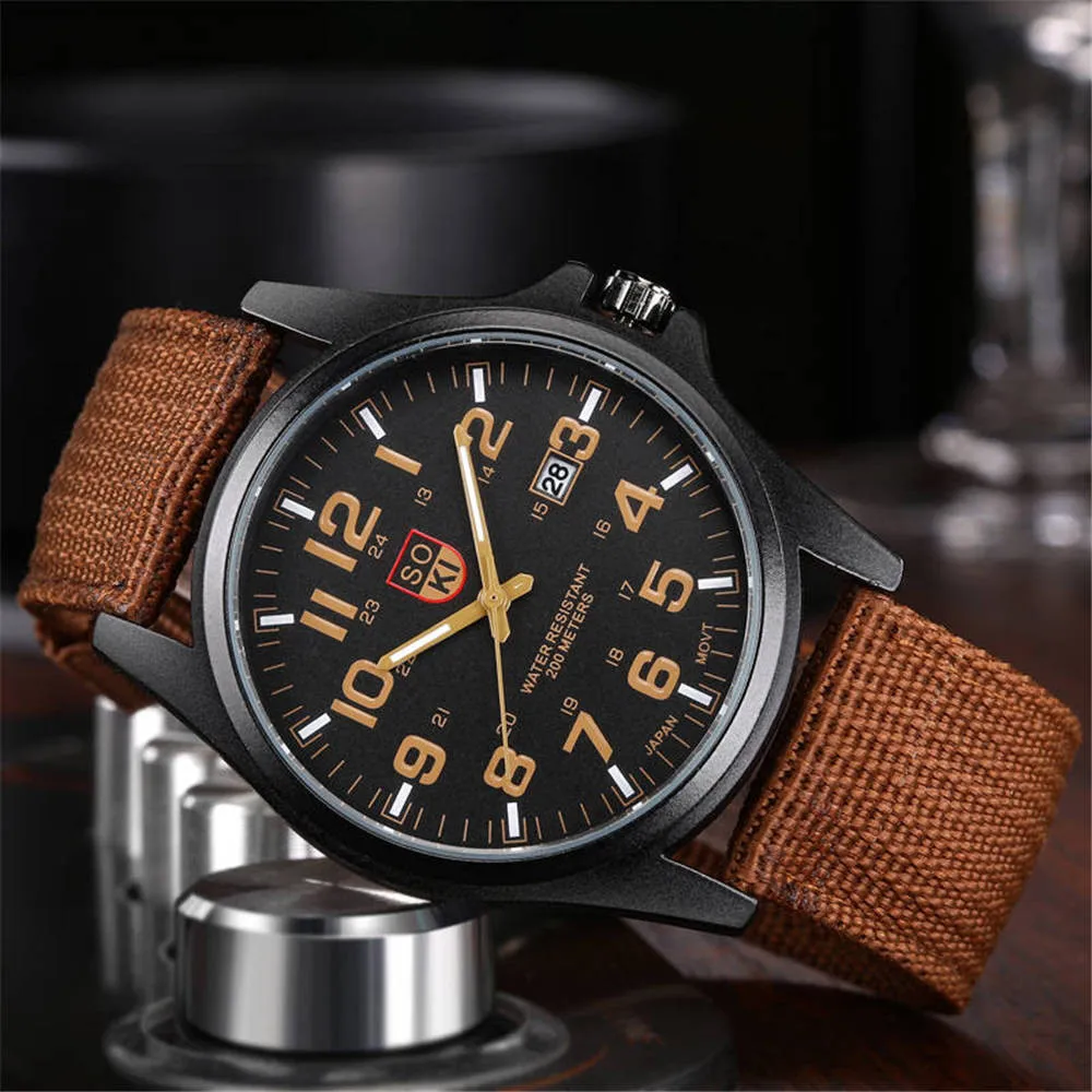 

Military Mens Quartz Army Watch Black Couple Sport Wrist Watch Casual Nylon Strap Luminous Watches relogio masculino 2019