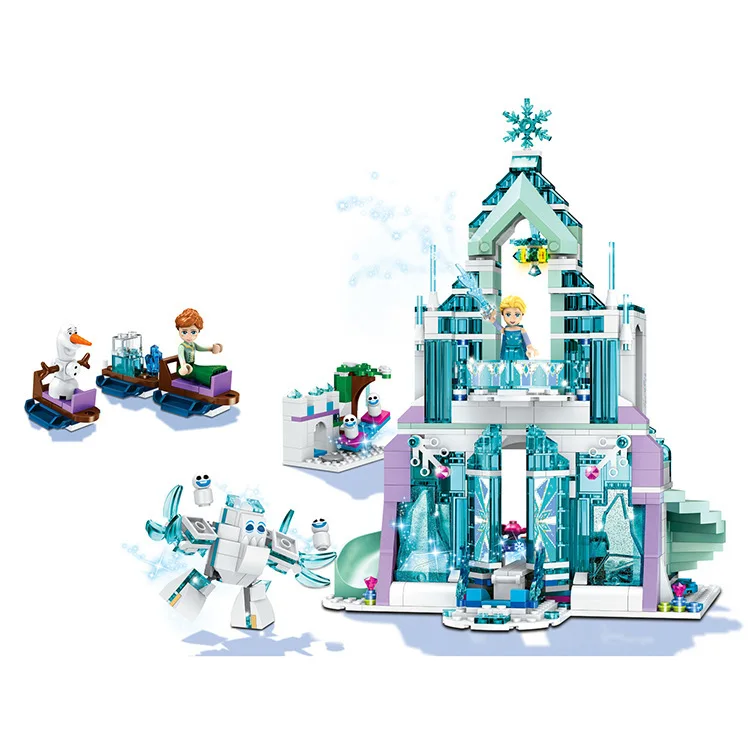 

Princess Elsa Magical Ice Palace Castle Model Building Blocks Compatible Legoinglys Girl Friends Frozedin Figures Christmas Toys