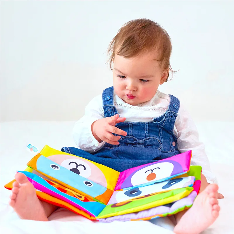 Детская 3D тканевая книга Мультяшные животные лицо подходящая ткань Монтессори