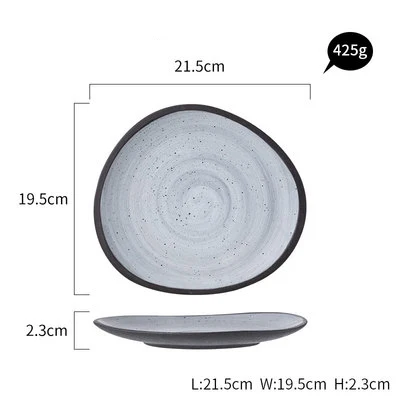 KINGLANG Creative retro rice bowl ceramic bowl shaped bowl plate family steak plate plate meal shallow plate Nordic style - Цвет: Plate M