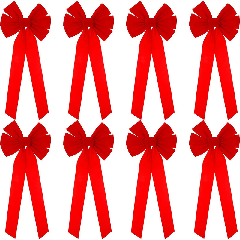 

Red Flannel Christmas Bows 10 x 16 Inches 12 Pack Christmas Wreath Bows for Christmas Tree Garland Window Wall Large Gifts, Indo