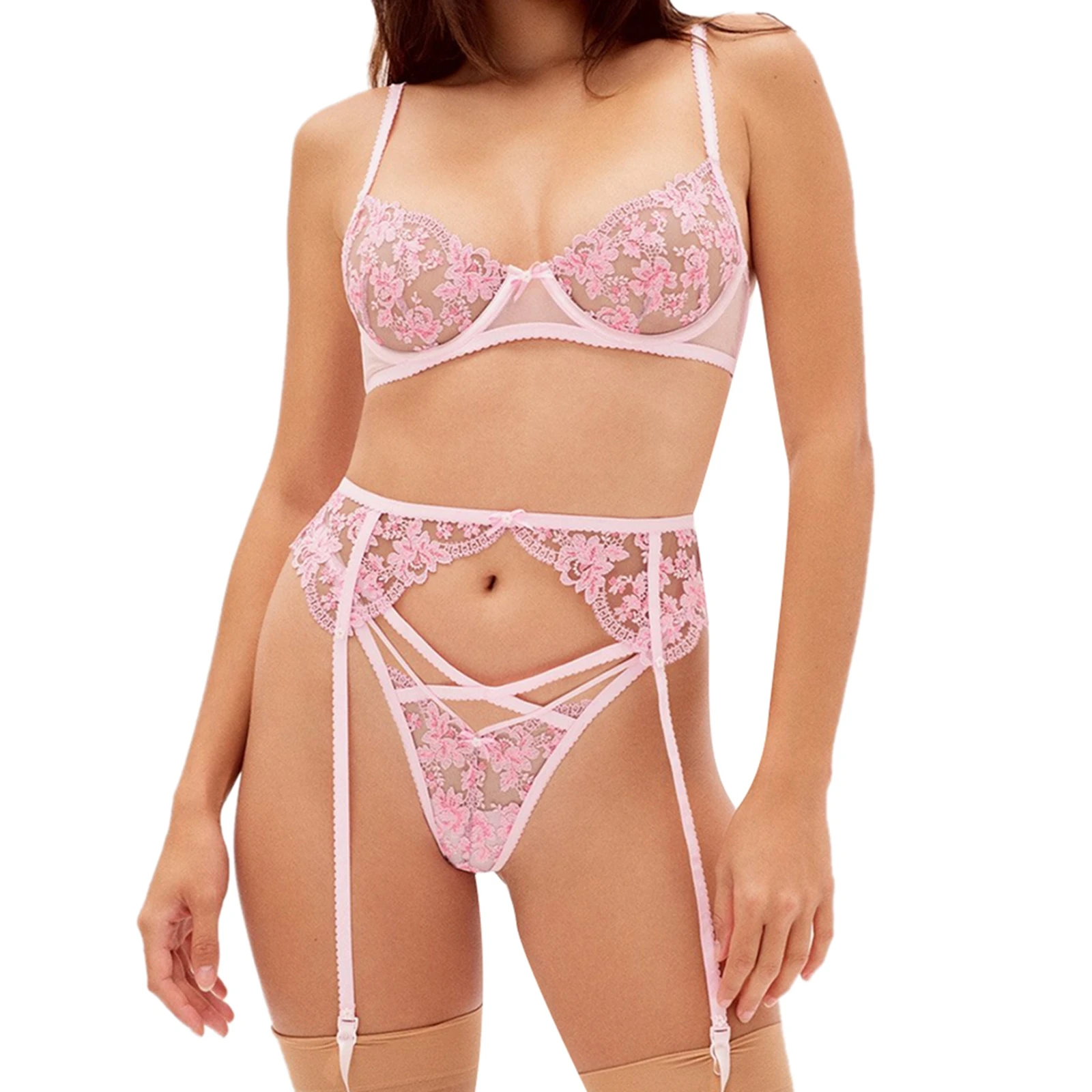 

Комплект женского сексуального нижнего белья, бикини + трусы + украшение на талию, летняя одежда с цветочной вышивкой