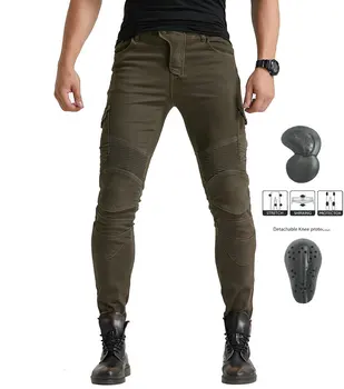 

2019 New VOLERO motorcycle riding jeans models fall pants pants protective pants 06 black green to send protective gear men