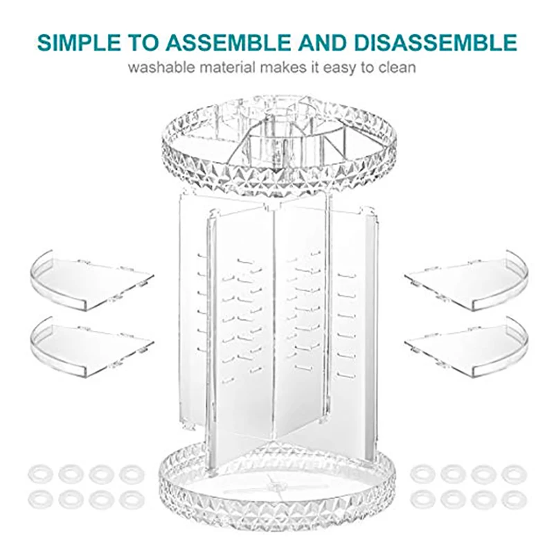 Вращающийся акриловый прозрачный ящик для хранения дома Настольный косметический ящичек для хранения помады для ухода за кожей стеллаж для хранения