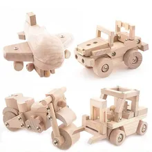Детский деревянный тоннель блоки автомобиля/diy части Автопогрузчик Танк самолет с дрелью мальчик обучающая игрушка