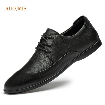 

Men's shoes leather shoes leather Korean spring 2020 new head layer leather soft bottom large size business casual shoes