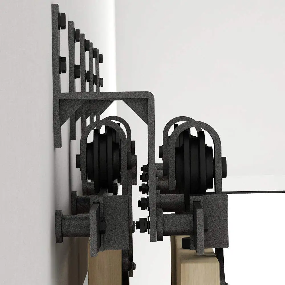 3 предмета в комплекте Wall-Mount матовый черный Сталь обходной кронштейн для раздвижные двери сарая Комплектующие дверей
