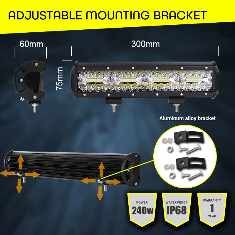 Рабочий светильник светодиодный 240 Вт автомобильный 12 В дюймов комбинированный