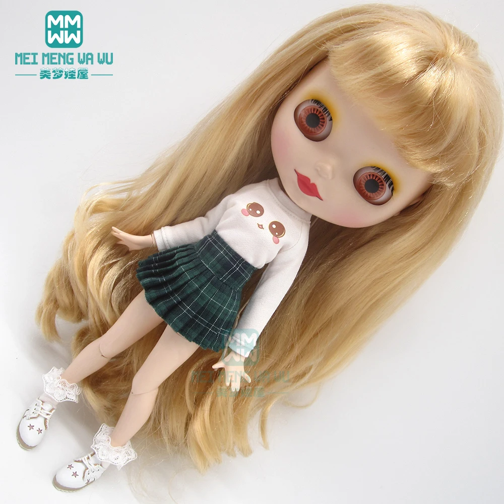 1 шт. одежда Blyth Doll полосатая футболка юбка носки кожаная обувь для Azone OB23 OB24 1/6