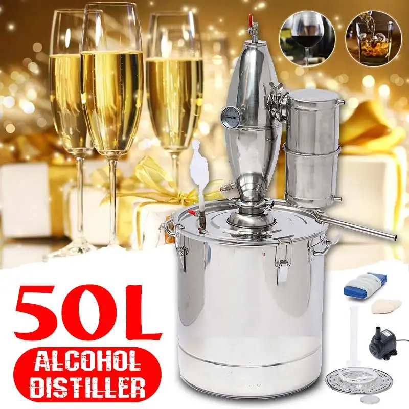 

50L DIY Home Distiller Moonshine Alcohol Stainless Copper Water Wine Essential Oil Brewing Kit