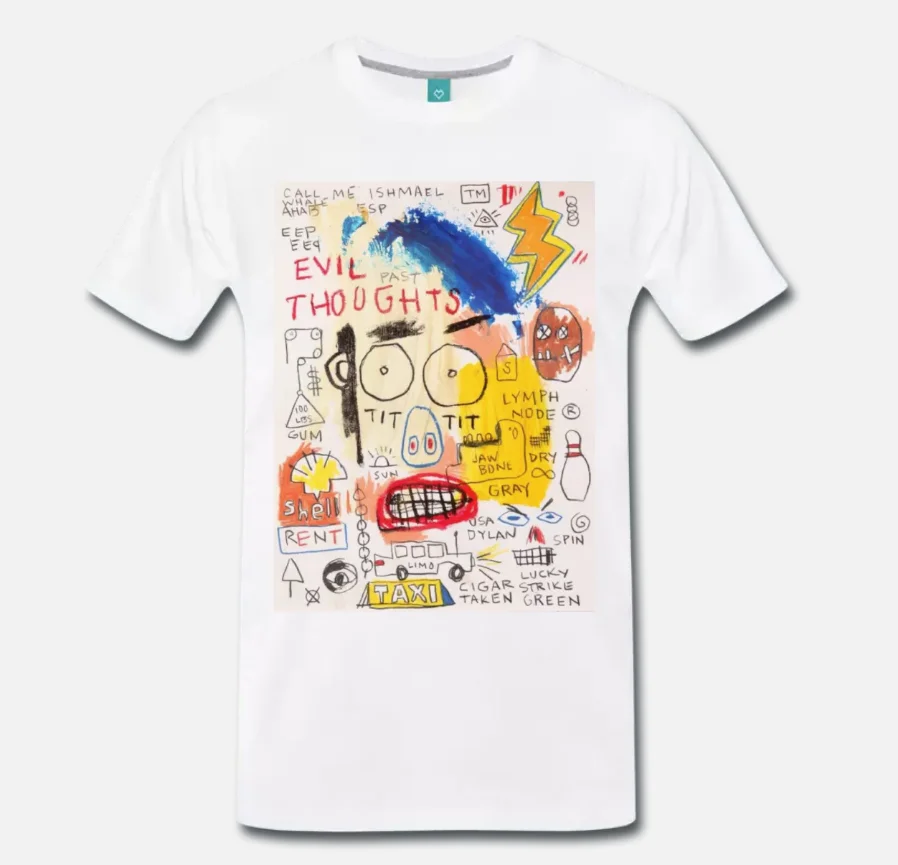 T-SHIRT JEAN MICHEL BASQUIAT STREET ART ARTISTA CITAZIONE - CULT MITO 3 |