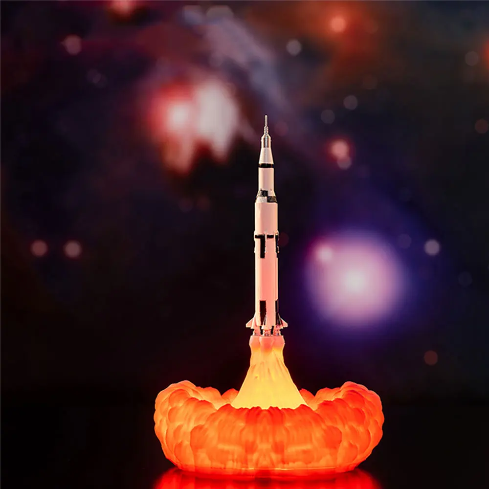 Космический челнок ракетная лампа светодиодный ночной Светильник лампы в виде Луны 3D Печатный светильник для любителей космоса Детский Рождественский подарок Прямая поставка