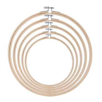 

5 Pieces Embroidery Hoop Set Bamboo Circle Cross Stitch Hoop Ring