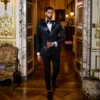 Shinny Sequin Black Mens Suits For Wedding 2 Pieces Set Customized Groom Tuxedos Slim Fit Male Prom Blazer Terno Masculino 4