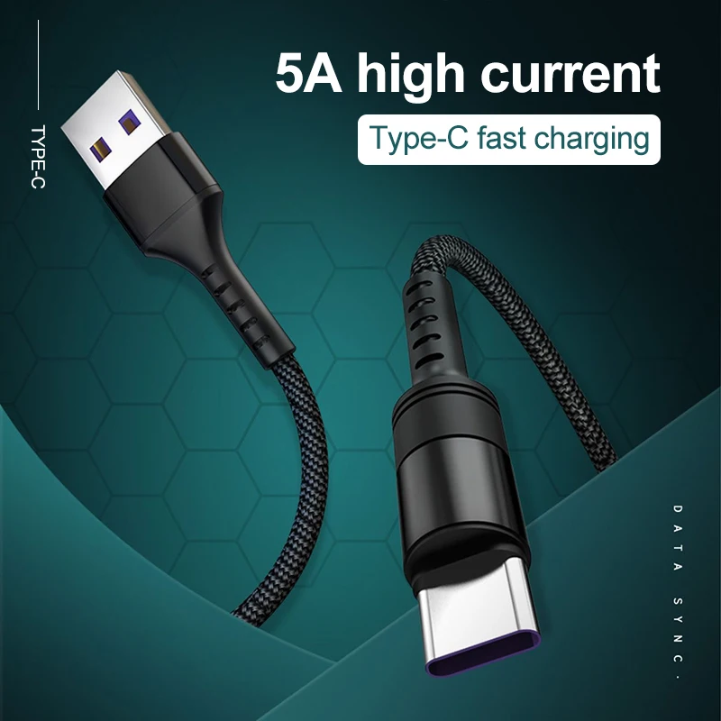 Usb type-C кабель для samsung Xiaomi Redmi Note 7 8 10 5A провод для быстрого заряда шнур USB-C зарядное устройство кабель для мобильного телефона 0,5 м 1 м