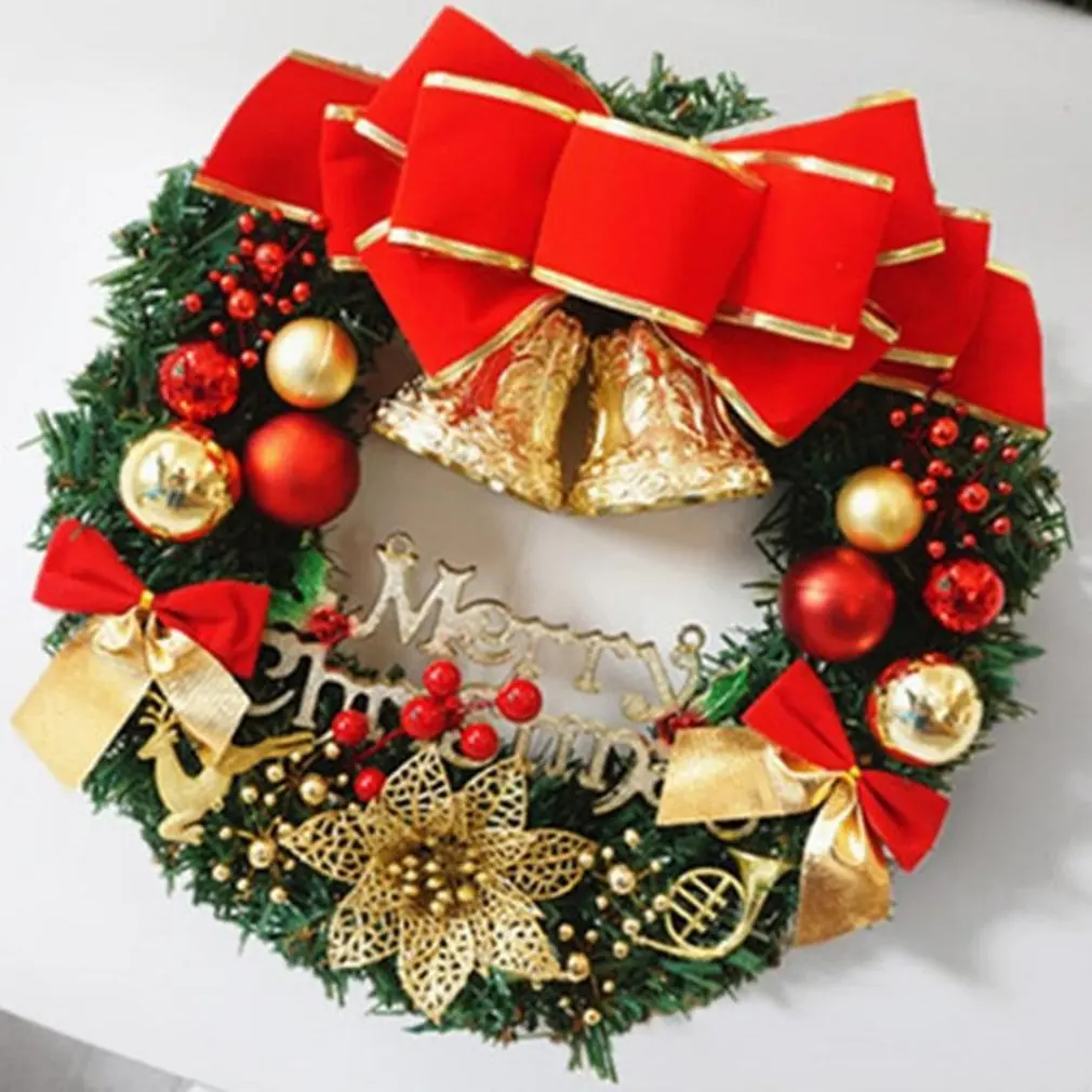 Рождественский декоративный венок 30 см, Рождественский венок, висящий на двери, рождественские подарки, рождественское кольцо, Рождественский венок из ПВХ